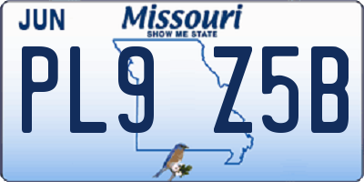 MO license plate PL9Z5B