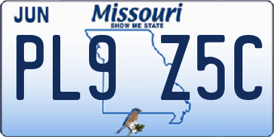 MO license plate PL9Z5C