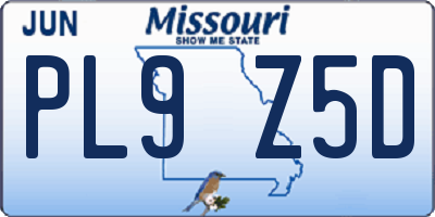 MO license plate PL9Z5D
