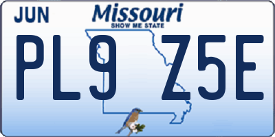 MO license plate PL9Z5E