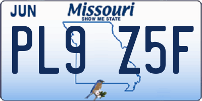 MO license plate PL9Z5F