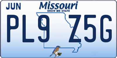 MO license plate PL9Z5G
