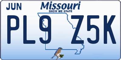 MO license plate PL9Z5K