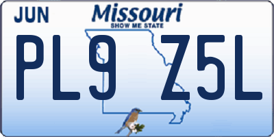 MO license plate PL9Z5L