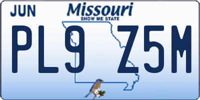 MO license plate PL9Z5M