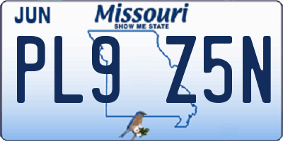 MO license plate PL9Z5N