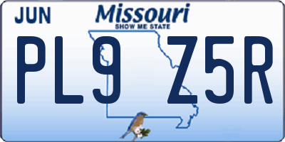 MO license plate PL9Z5R