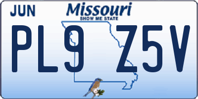 MO license plate PL9Z5V