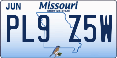 MO license plate PL9Z5W
