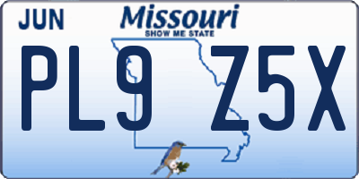 MO license plate PL9Z5X