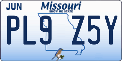 MO license plate PL9Z5Y