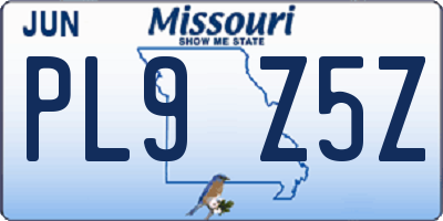 MO license plate PL9Z5Z