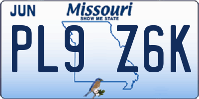 MO license plate PL9Z6K