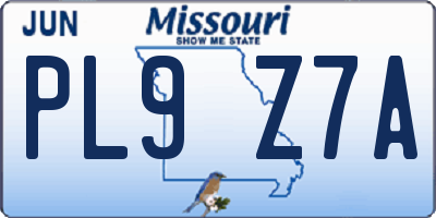 MO license plate PL9Z7A