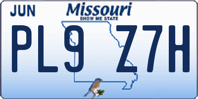 MO license plate PL9Z7H