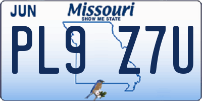 MO license plate PL9Z7U