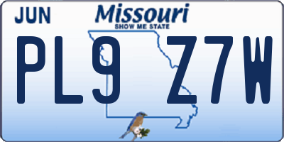 MO license plate PL9Z7W
