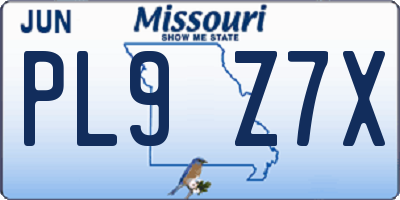 MO license plate PL9Z7X