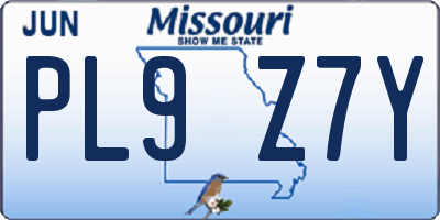 MO license plate PL9Z7Y