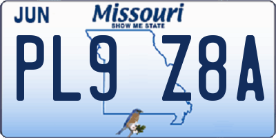 MO license plate PL9Z8A