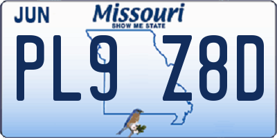 MO license plate PL9Z8D