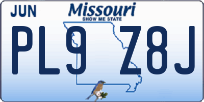 MO license plate PL9Z8J