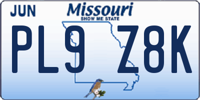 MO license plate PL9Z8K