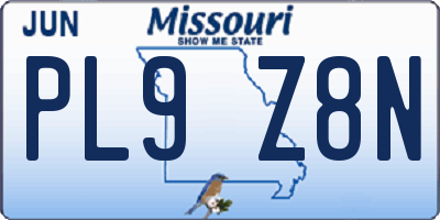 MO license plate PL9Z8N