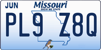MO license plate PL9Z8Q