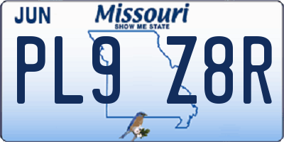 MO license plate PL9Z8R