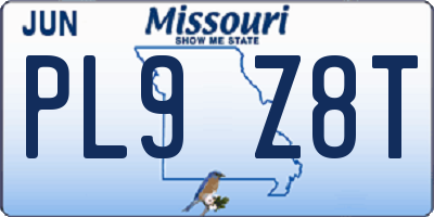 MO license plate PL9Z8T