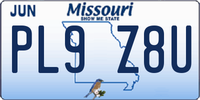 MO license plate PL9Z8U