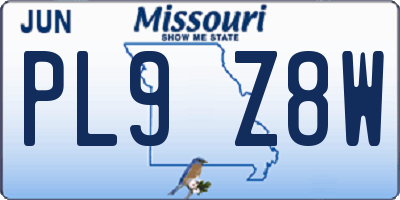 MO license plate PL9Z8W