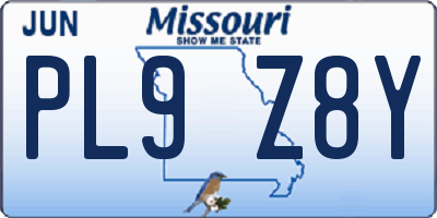 MO license plate PL9Z8Y