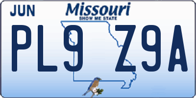 MO license plate PL9Z9A