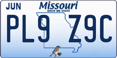 MO license plate PL9Z9C