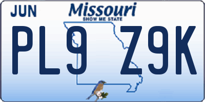 MO license plate PL9Z9K