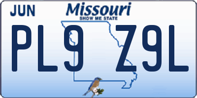 MO license plate PL9Z9L