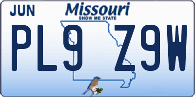 MO license plate PL9Z9W