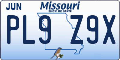 MO license plate PL9Z9X