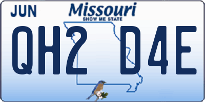 MO license plate QH2D4E