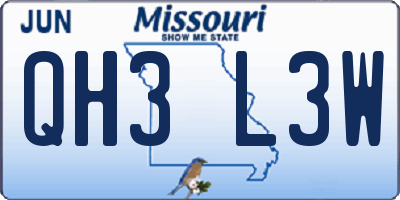 MO license plate QH3L3W