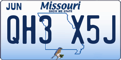 MO license plate QH3X5J