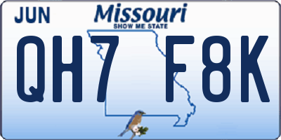 MO license plate QH7F8K