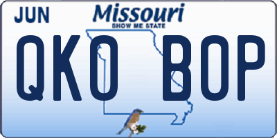MO license plate QK0B0P