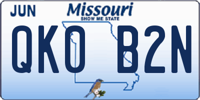 MO license plate QK0B2N