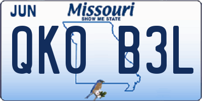 MO license plate QK0B3L