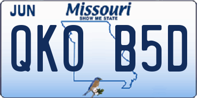 MO license plate QK0B5D