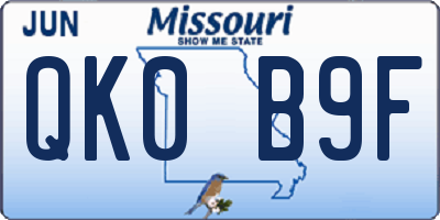 MO license plate QK0B9F