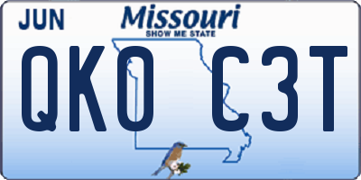 MO license plate QK0C3T